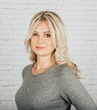 Young blond woman studio portrait